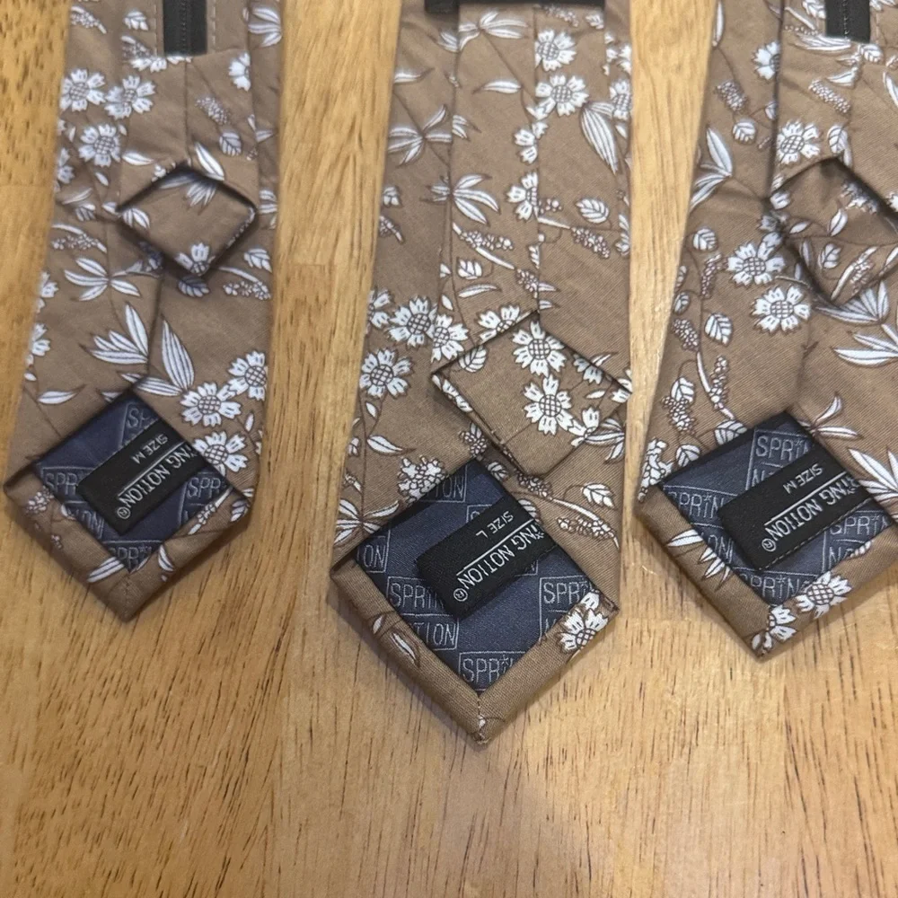 Floral Patterned Tan Ties